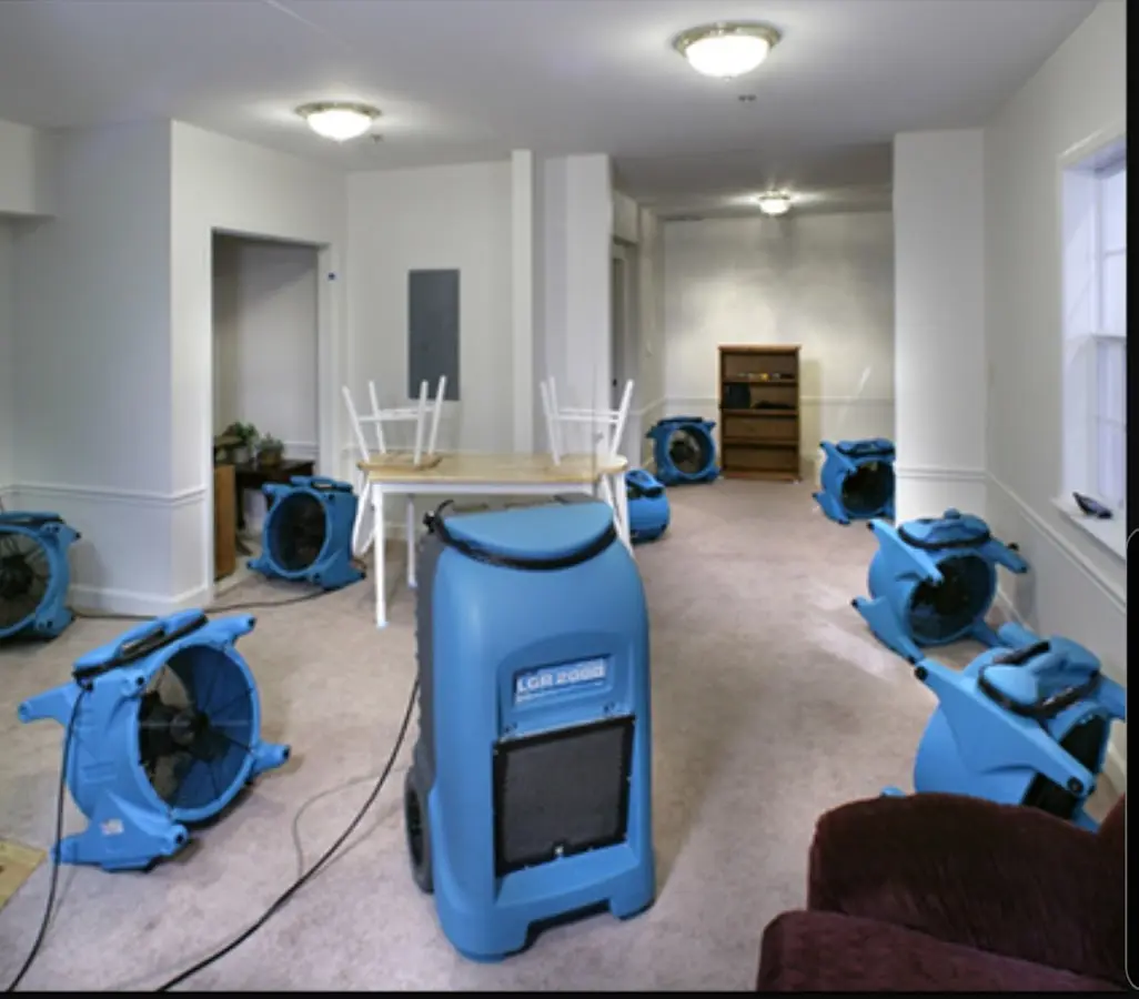 Air movers and dehumidifier setup for Water Extraction & Removal in McKenzie