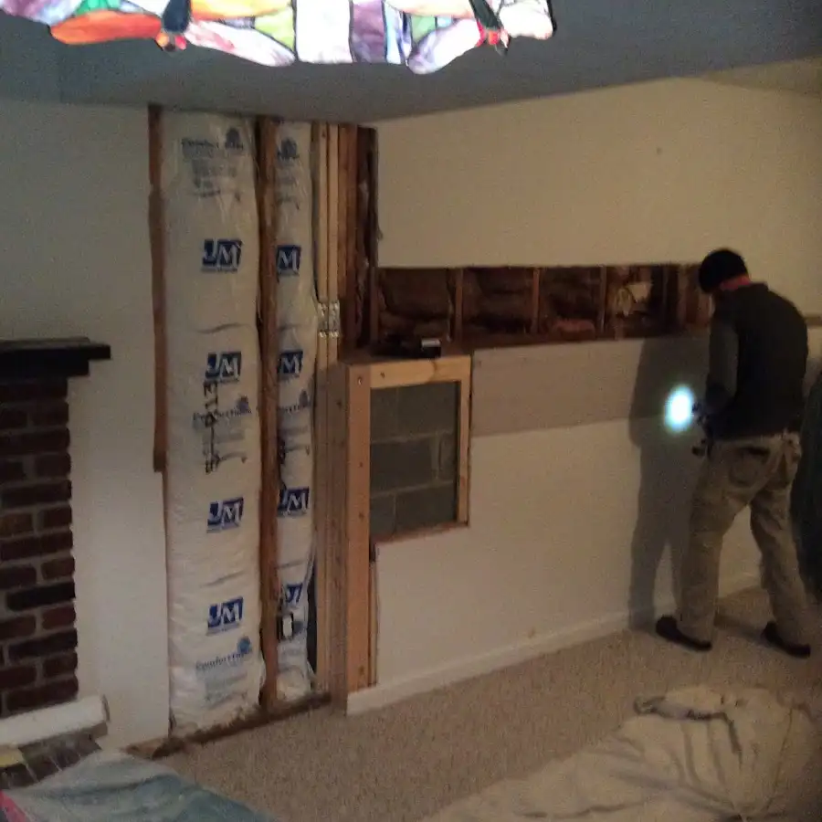 Restoration technician inspecting water damage in McKenzie